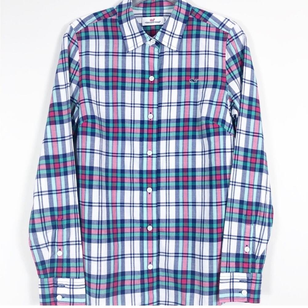 NWOT vineyard vines Plaid Button Down- Green, Blue, White, and Pink/Redish